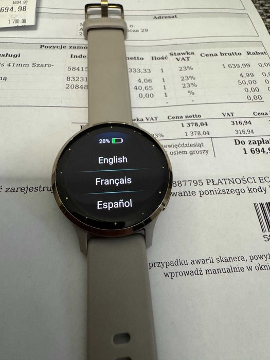 Garmin Venus 3S 41mm Szaro-złoty