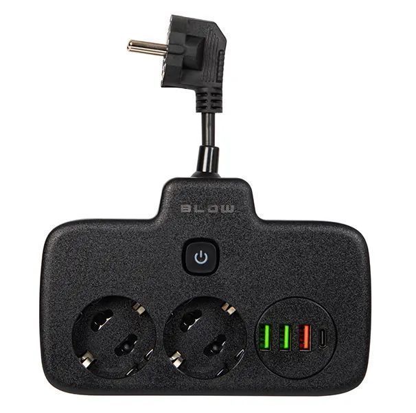Rozgałęźnik sieciowy BLOW 2 gniazda + 3x USB + 1x USB-C 10cm 98-233#