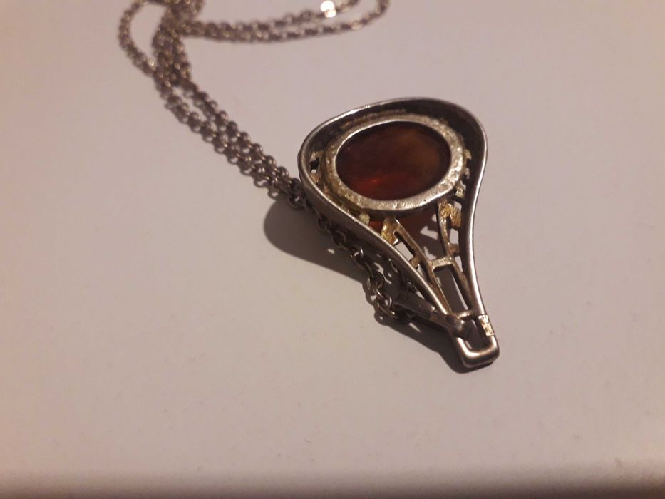 Zawieszka wisiorek srebro bursztyn