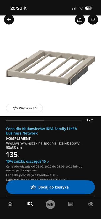 2 Wysuwane wieszak na spodnie IKEA