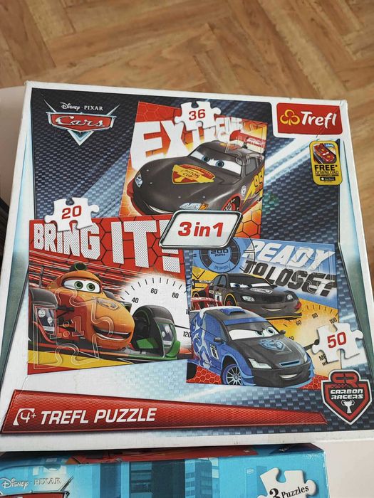 Puzzle 4+ auta trefl - 4 pudełka - 8 wzorów