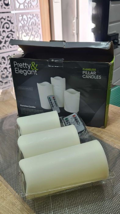 Conjunto de 3 Velas LED de coluna sem chama