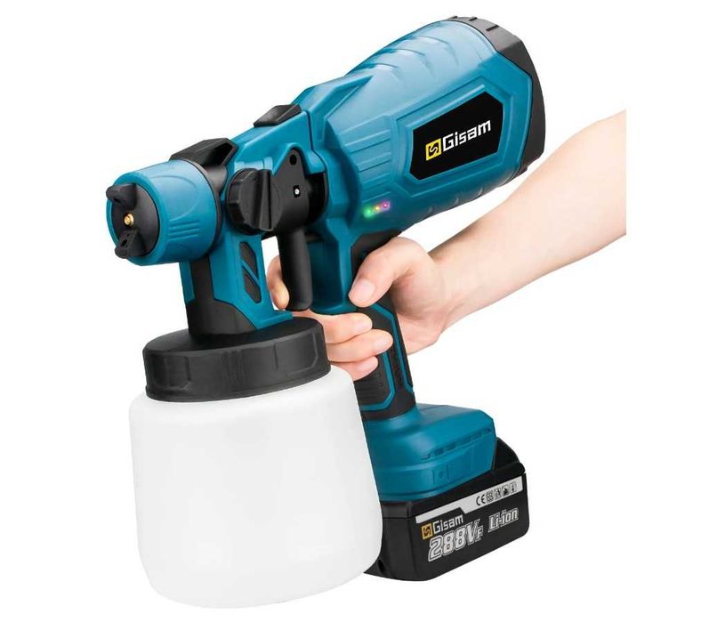 Pistola de pulverização elétrica sem fio com 2 baterias e carregador