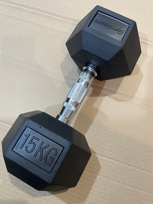 Гантеля 15 кг гексагональна в гумі