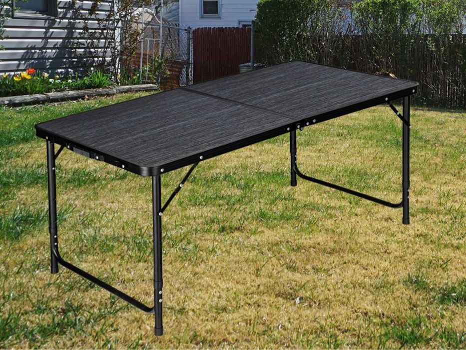 Stół Turystyczny Kempingowy Aluminiowy Składany Walizka Czarny 120x60