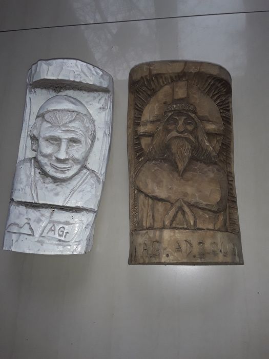 Płaskorzeźba drzeworyt Papież Jan Paweł II