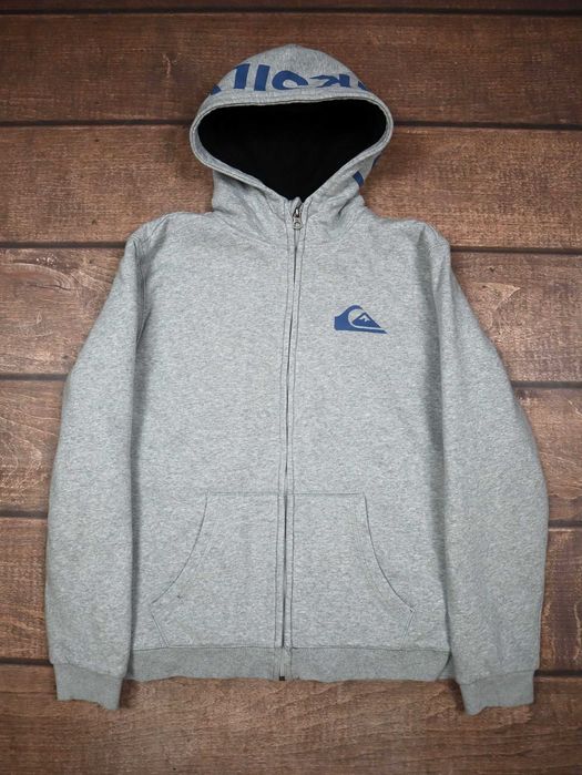 szara ocieplana rozpinana bluza z kapturem i polarem w środku Quiksilver Best Wave grey hoodie