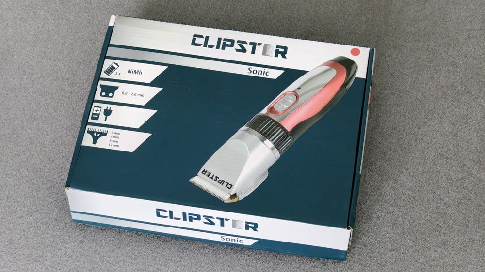 Maszynka do strzyżenia psów Clipster Sonic, 2 akumulatory, 4 końcówki, zasilacz