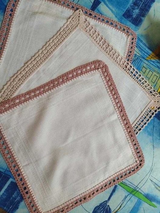 Винтаж набор льняных салфеток сервировочная мережка пасха дача паска