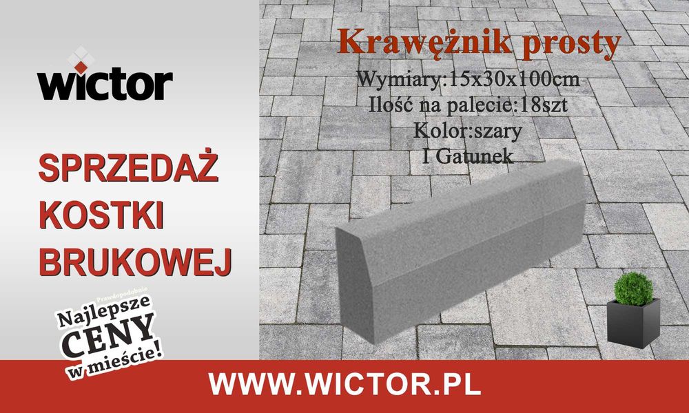 Krawężnik drogowy prosty 15X30X100 szary KOST-BET