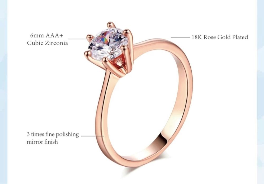 Anel Solitário banho ouro 18k