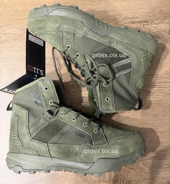 Тактические ботинки 5.11 Tactical A/T Mid Waterproof Olive Хаки | Военные берцы 5.11 Gore-Tex стиль | Летние армейские ботинки для ВСУ треккинговые