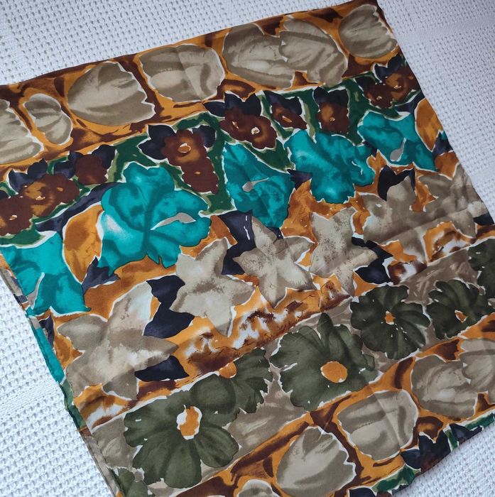 100% Jedwab szmaragd khaki camel musztarda apaszka chustka jedwabna