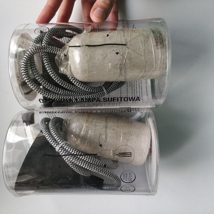 Komplet oprawek lampa beton e27 nowe loft industrial cement