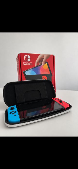 Nintendo Switch OLED 64GB Neon Vermelho/Azul + Caixa + Acessórios