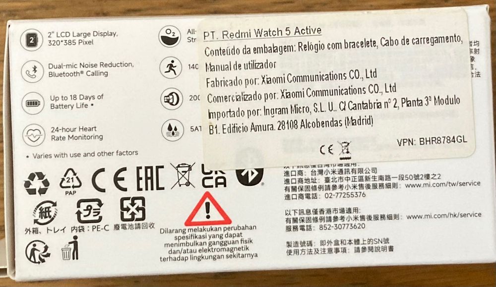 Smartwatch Xiaomi Redmi Watch 5 Active- como novo, 1 ano de garantia