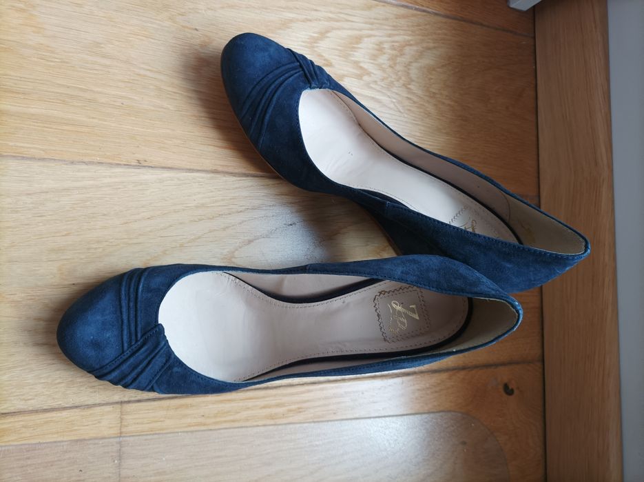 Zara granatowe koturny 39 Aldo venezia skóra naturalna+Gino Rossi