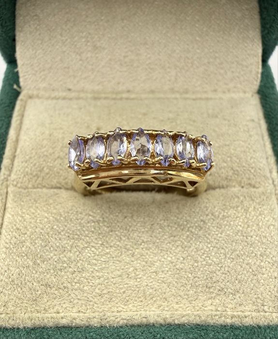 Złoty pierścionek z tanzanitami 1,25ct