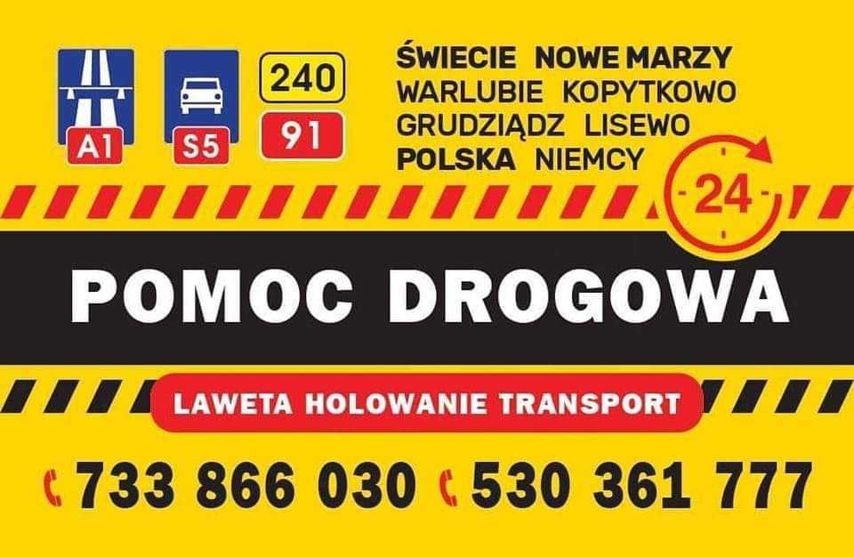 POMOC DROGOWA 24H * Laweta & A1 S5 Świecie Warlubie Kopytkowo Lisewo