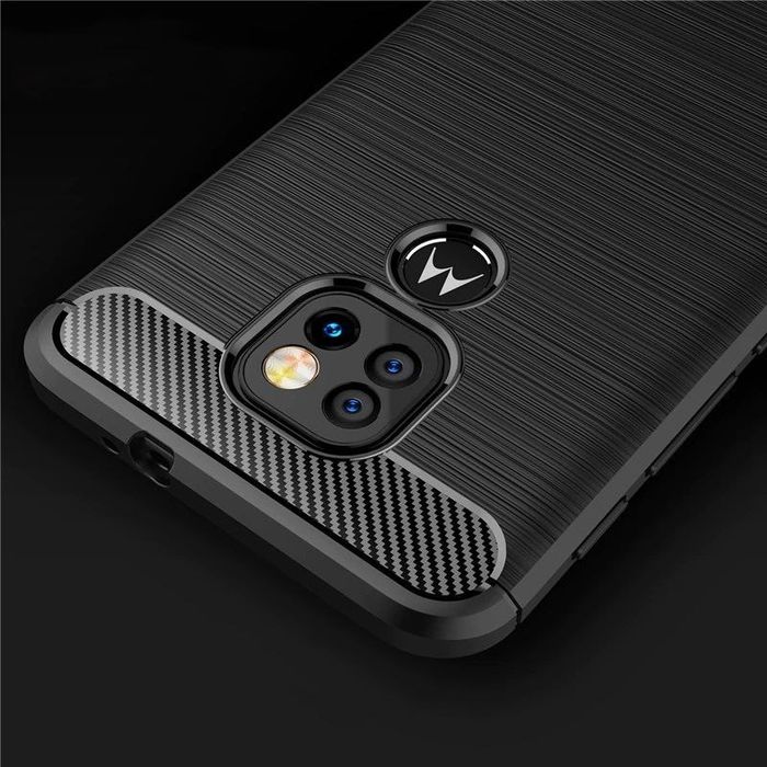 Etui Carbon + Szkło Płaskie Do Motorola Moto G9 Play / E7 Plus