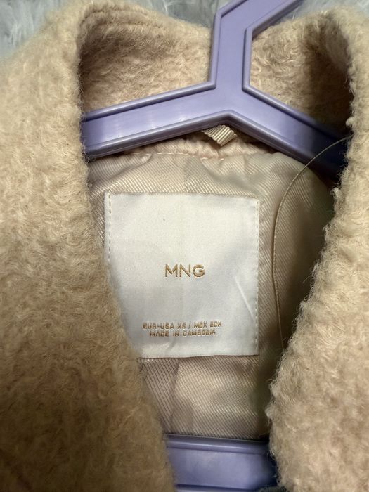 Дубленка бежевая, пальто Mango