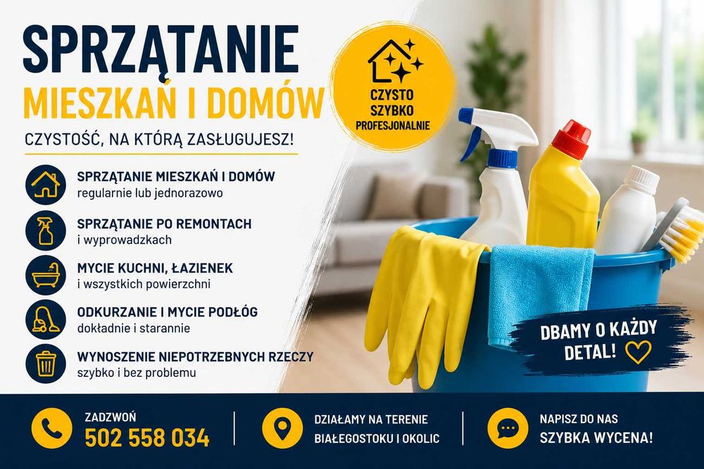 Sprzątanie mieszkań i domów | Regularnie i po remontach