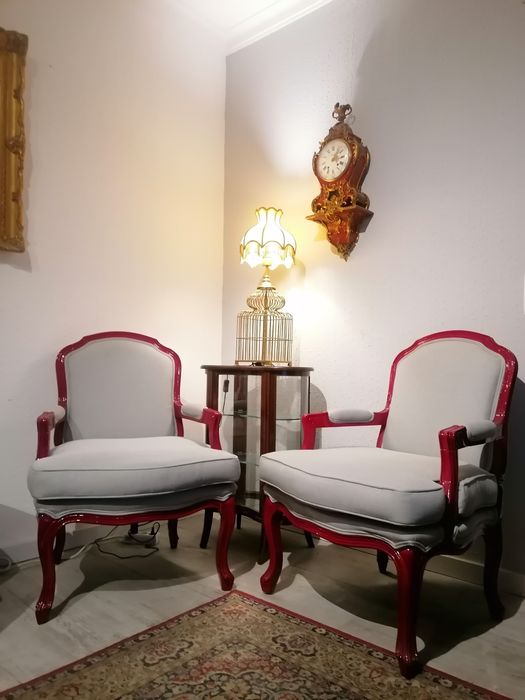 Par de Cadeirões (Bergeres, Poltronas, Cadeiras braços) estilo Luís XV