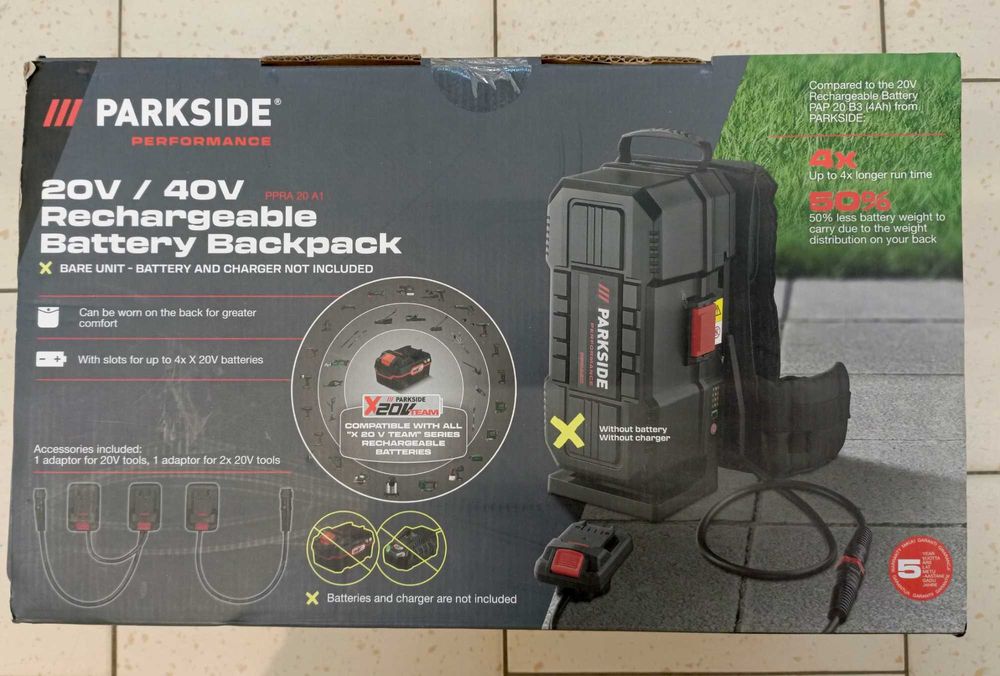 NOWY plecak na akumulatory 20V/40V PARKSIDE PERFORMANCE PPRA 20 A1