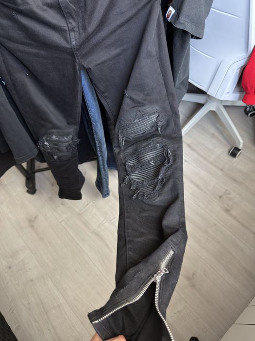 Legit ! Amiri Black Denim Zipper Detail Distressed Jeans амири джинсы оригинал
