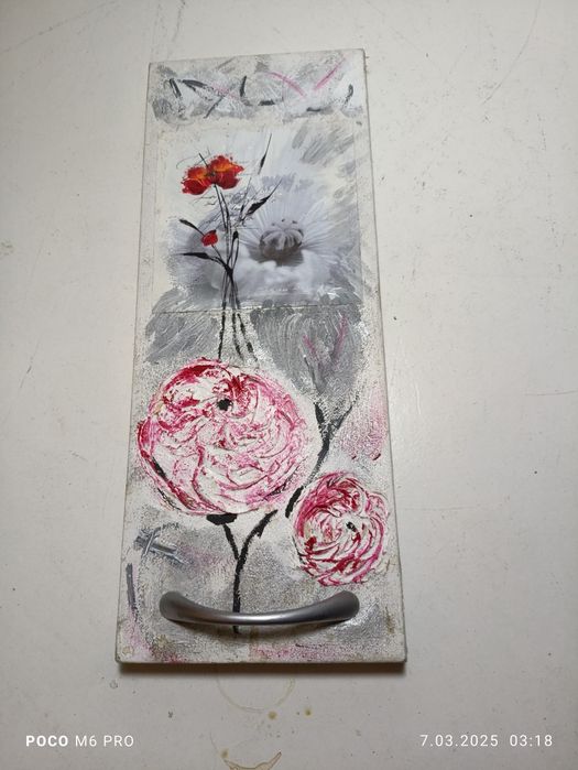 Obraz kwiaty biały szary róż