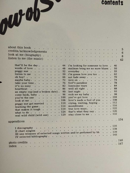Partituras Buddy Holly. A Biography in Words Photos & Music
