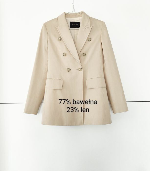Marynarka Massimo dutti 36 S beżowa lniana bawełniana