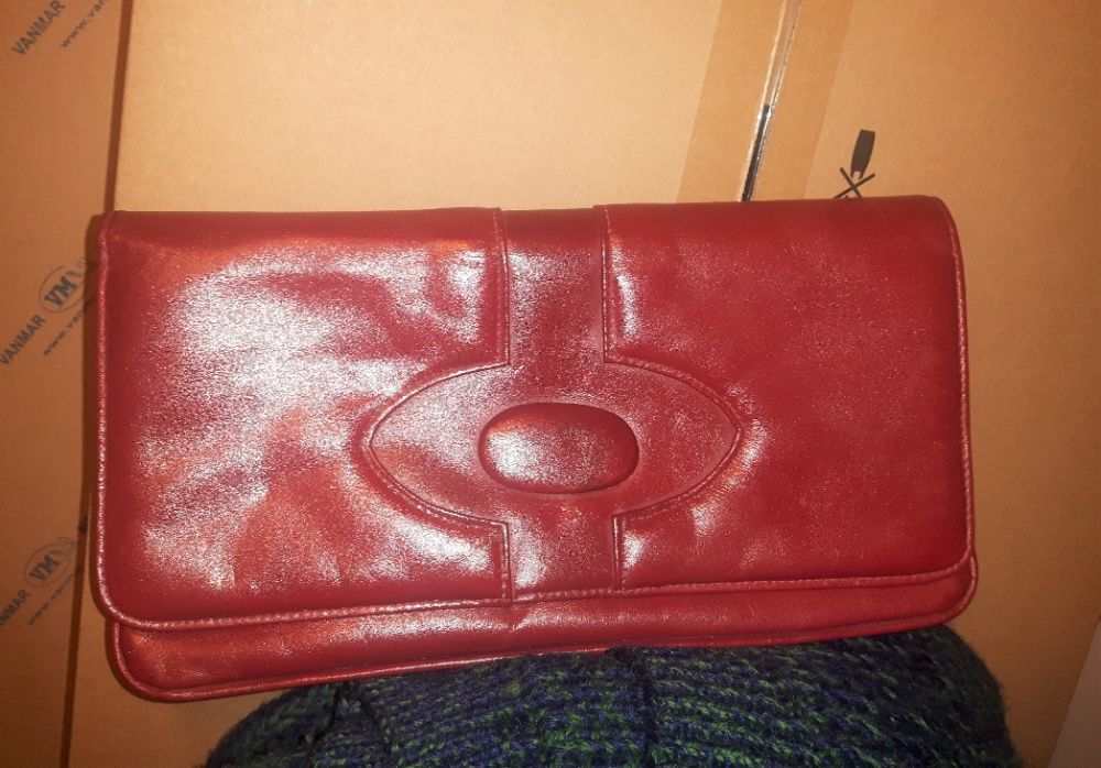 torebka skórzana kopertówka retro