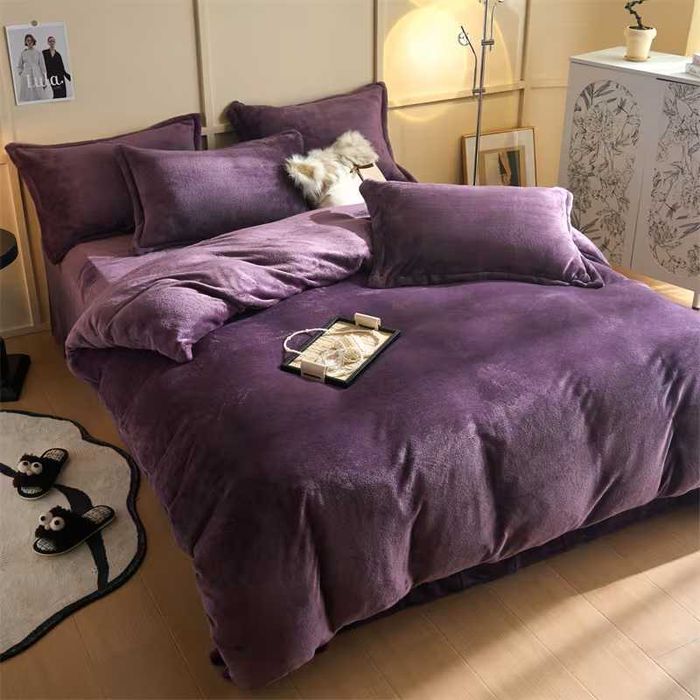Conjunto: Capa de edredão + 2 capas de almofada (travesseiro) roxo