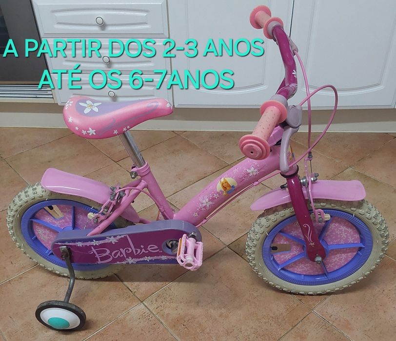 BICICLETA CRIANÇA COMO NOVA,DA BARBIE, RODA 14. Casa,Exercitar,Passeio,Quarto.