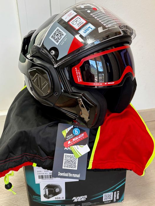 Capacete NOVO Modular 180° LS2 Advant Preto Brilho (23% DESCONTO) Tam XL