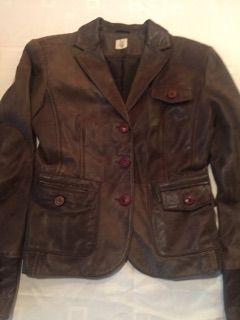 CAMAIEU_Marynarka / Kurtka_Skóra Nat._Brąz_ S_ OKAZJA