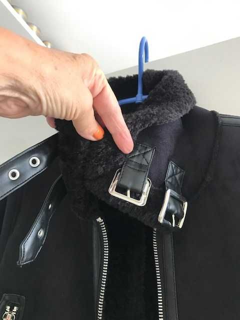 Kożuszek Zara xs nowy ciemny granat, zamki