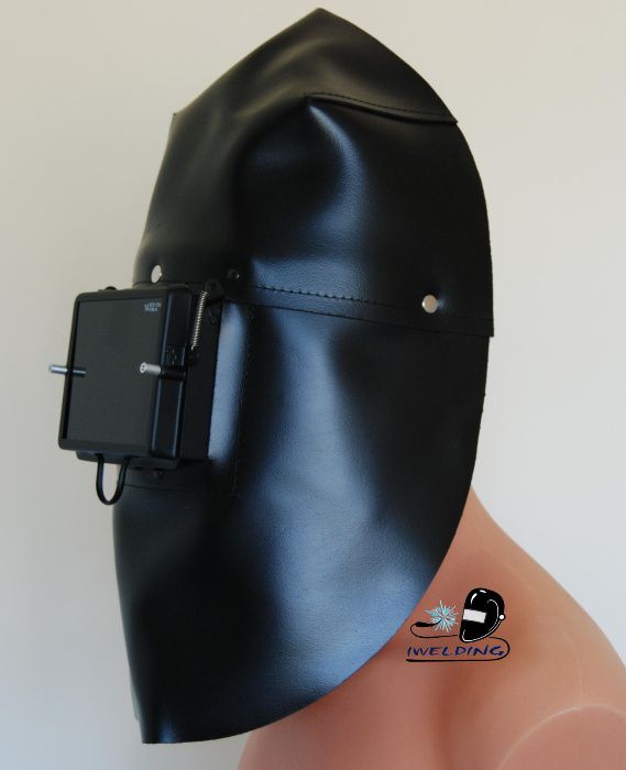 Skórzana przyłbica , maska, małpka Sahara z tyłem otwartym