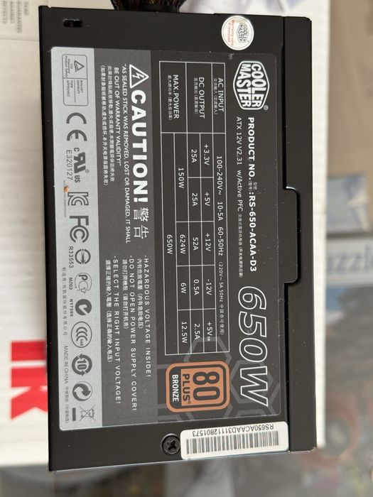 Блок питания Cooler master GX 650w 80plus bronze