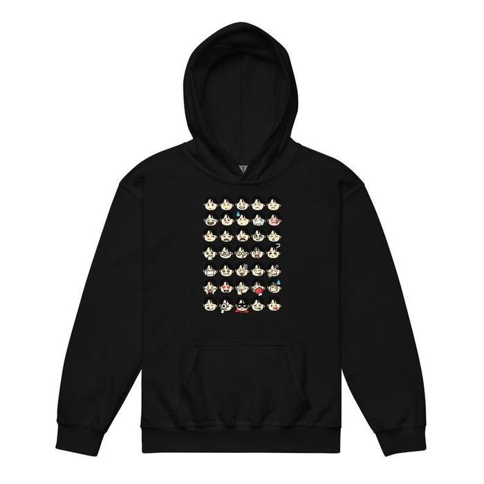 Hoodie Padrão Doodle de Expressões Animadas