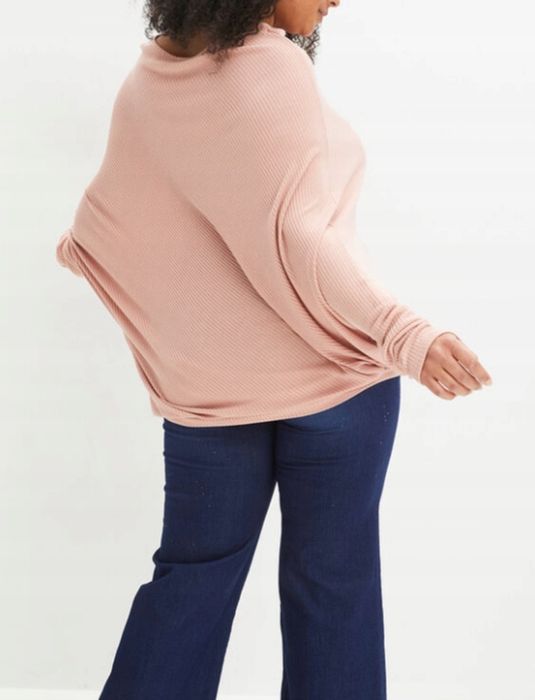 B.P.C sweter z asymetrycznym dołem pudrowy róż ^44/46