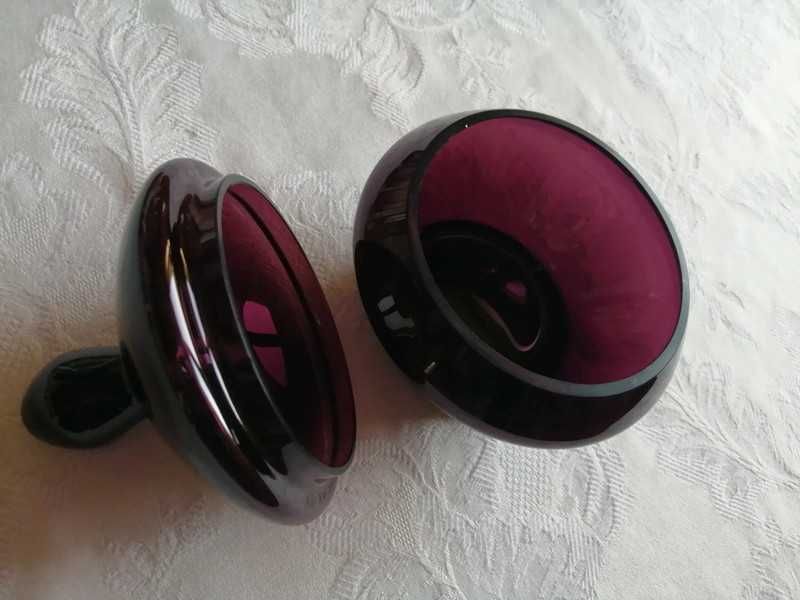 Cukiernica z barwionego szkła, PRL, vintage