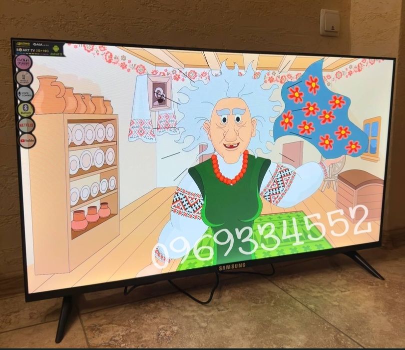 Смарт-телевізор Samsung 32 дюйми Full HD з Android 15 Wi-Fi та голосовим керуванням