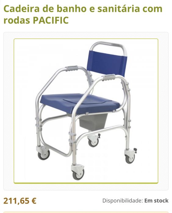 Cadeira sanitaria e banho com rodas e bacio
