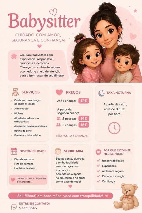 Babysitter / Cuidadora de crianças | De confiança e responsável