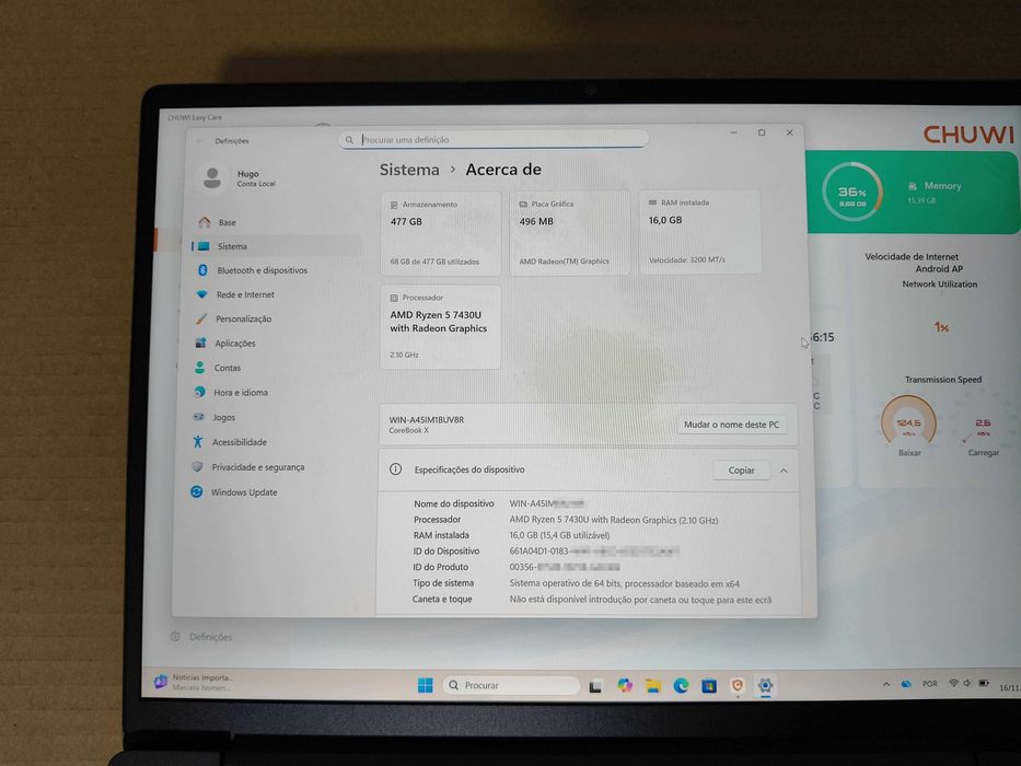 Computador portátil Chuwi CoreBook X 7430U 16GB RAM 512GB SSD