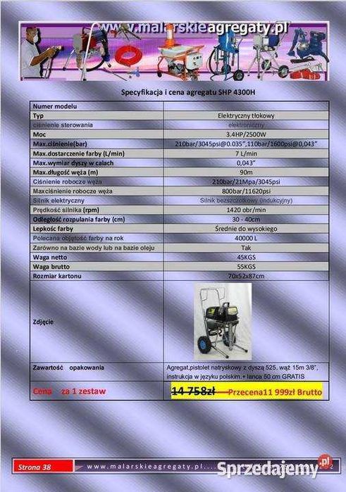 SHP 4300H Agregat Szpachlarsko-malarski*POMPA 7L-silnik 2500W HIT CENA