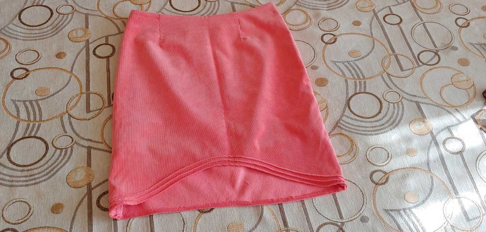 Вельветовая юбка, женская вельветовая юбка, коралловый цвет