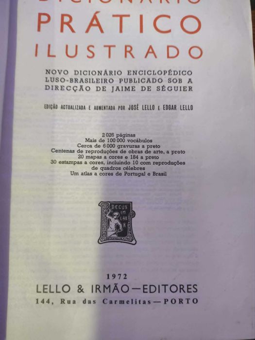 Dicionário Prático Ilustrado Lello de Jaime de Séguier 1972
